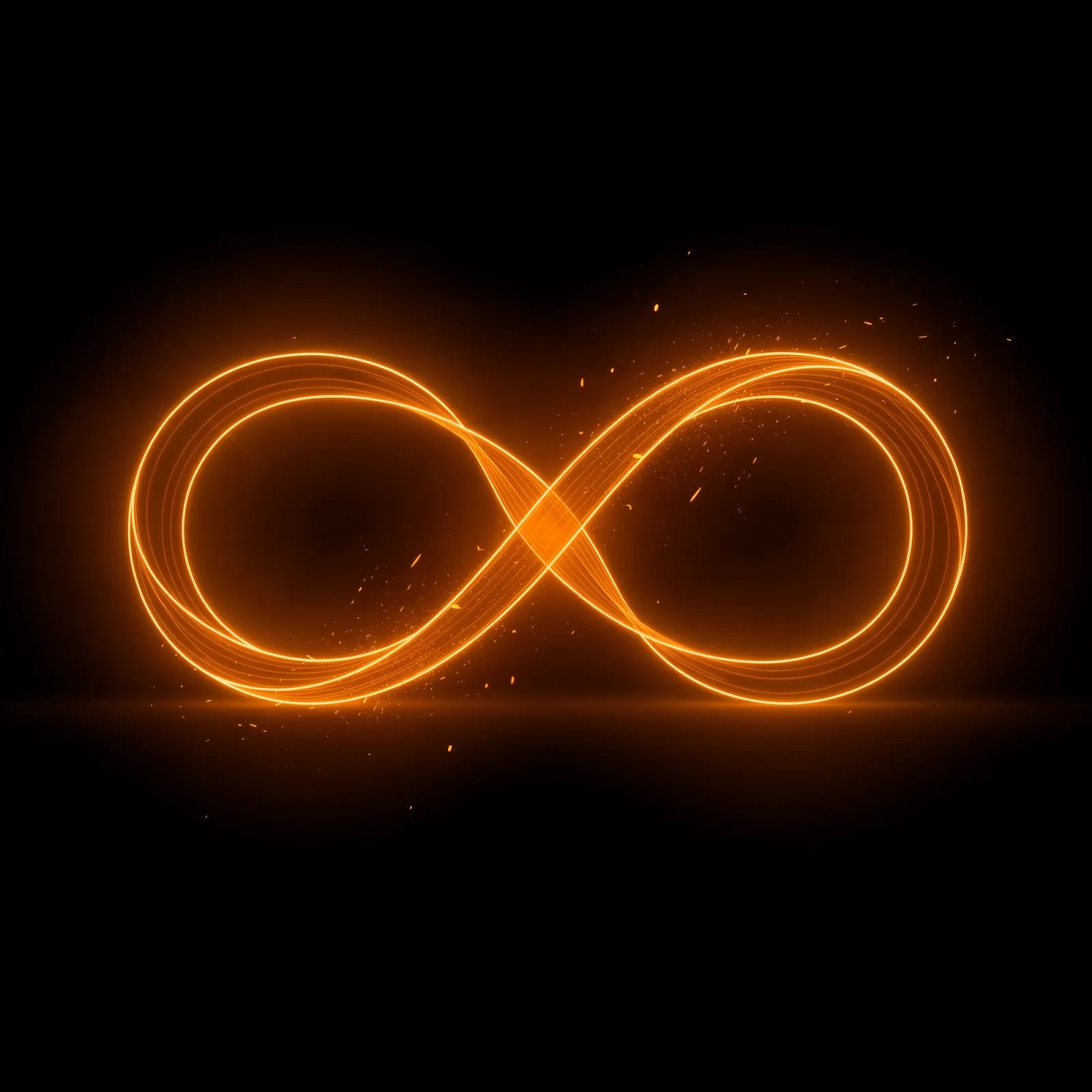 A glowing ember infinity loop, the trust funnel, with a light travelling round it